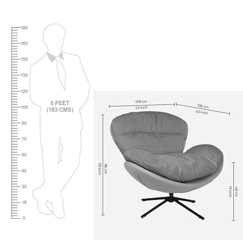 Image of The Attic Shella Lounge Chair,Comfy Chair for Living Room, Relaxing Chair for Bedroom, 360 Chair; Caramel, Cream