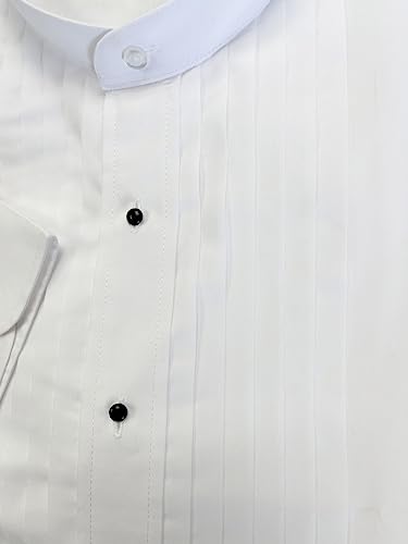 Men's Banded Collar(Mandarin Collar) Dress Shirt, 1/2" Pleat3
