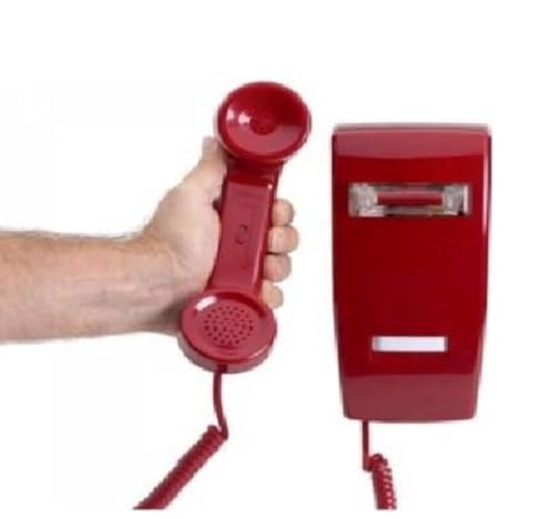 Teléfono de pared industrial HQTelecom rojo sin dial miniatura 1
