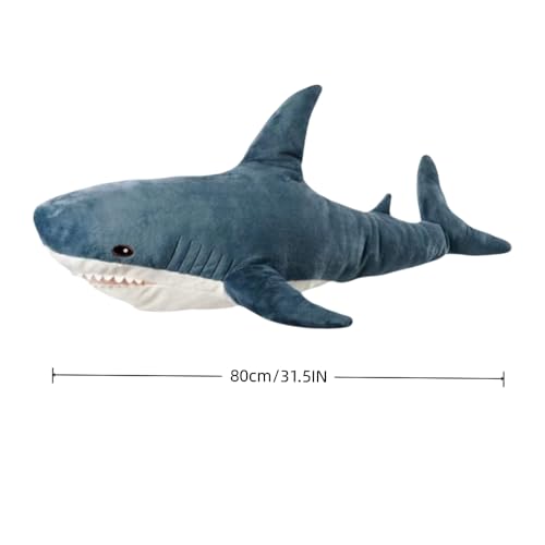 Image of 31.5-inch Plush Shark Toy Pillow, Giant Shark Stuffed Animal,Soft Shark Cushion Pillow Shark Plush Pillows,Chubby Stuffed Shark Toy - Children s Boys and Girls Room Decoration Bedtime Gift