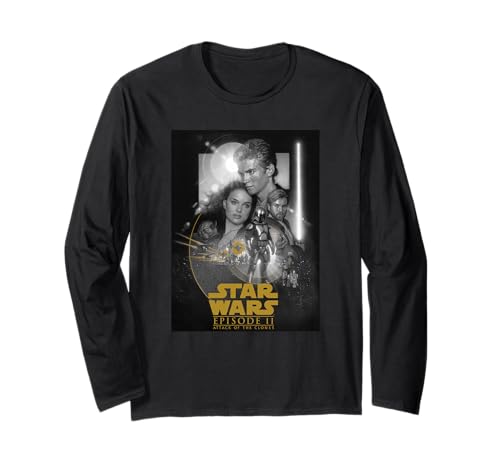 T-shirt Star Wars Episode II imprimé affiche mythique en coton doux et manches longues durables