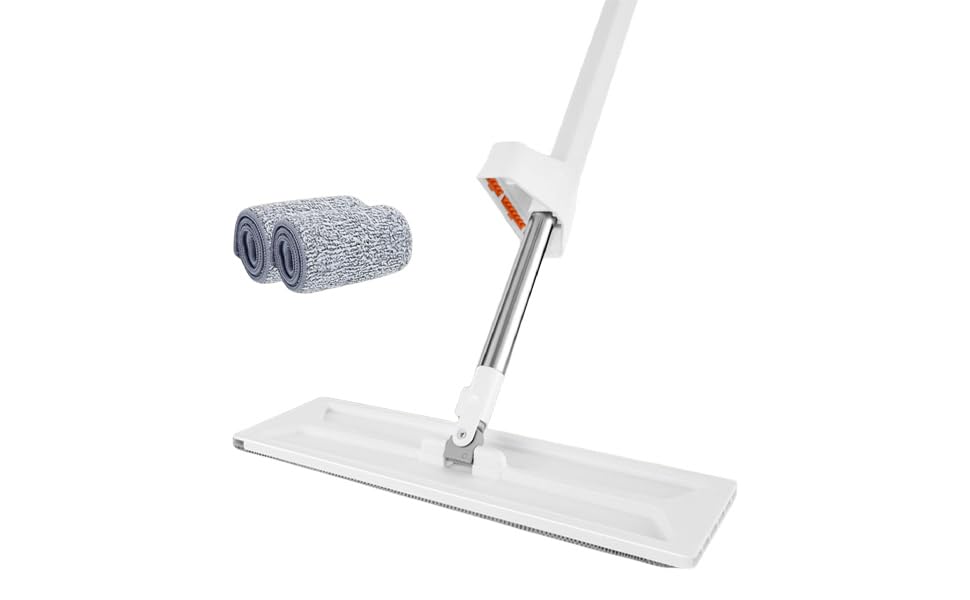 Trapeador de microfibra para piso, mopa plana grande de microfibra con escurridor y mango de acero inoxidable, trapeador húmedo y seco lavable a mano para el hogar, mopa húmeda y seca con almohadillas