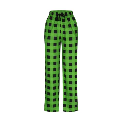 Mens Plaid Pants Petite High Waisted Drawstring Wide Leg Straight Pants Casual Loose Fit Pajamas Trouser Loungewear2
