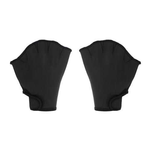 LUMLLSAJI Webbed Swim Glove - Unisex Nylon Swim Water Resistant Gloves Train Accessory for Swim and Diving - S Size - Black