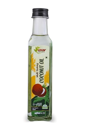 Image of Rav Organics 100% Natural Virgin Coconut Oil 250ml | Pure Unrefined,Wood Cold-Pressed | Cooking | Skin & Baby Care, Oil Pulling | Nariyal Tel or Gari Tel | No Argemone Oil
