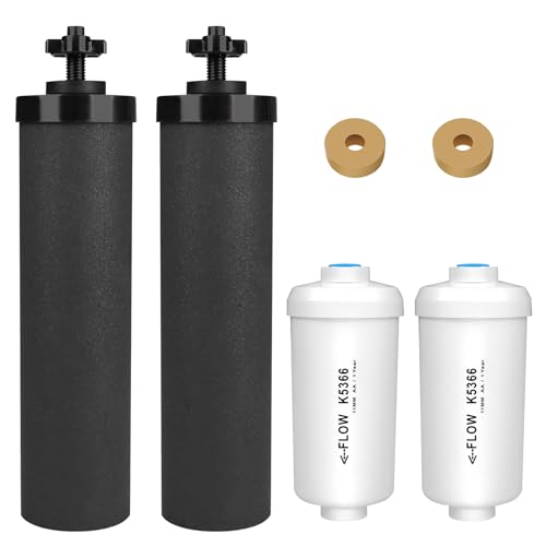 Water Filter Replacement for Berkey®, 2 Black Carbon Filters and 2 Fluoride Filters Compatible with Berkey® Gravity Water Filter System