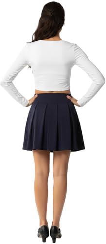 Falda plisada niña con pantalón corto interior falda escolar azul 3