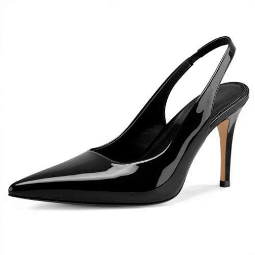 Image of heelchic Slingback Heels for Women Pointed Toe Stiletto Heel Closed Toe Pumps Slip on High Heels 2.95 inch Dress Pumps