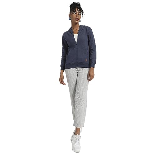 Image of PINACOLADA Women's Zip-Front Hoodie with Angled Open Pockets for Casual Wear | Hooded Neck | Long Sleeve | Zipper Closure | Cotton Sweatshirt Crafted with Comfort Fit for Everyday Wear