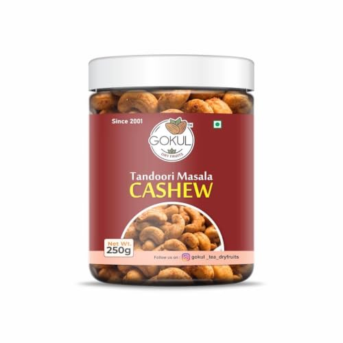 Image of GOKUL Tandoori Masala Cashews 250g | Smoky & Spicy Roasted Kaju | Premium Flavoured Cashew Nuts | Crunchy Protein-Rich Snack