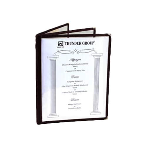 A-to-Z Supply PLMENU-L3BR Menu Cover, 8-1/2" x 11", 3-Page Book fold, Flexible, Plastic Laminate, Brown