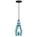 VAXCEL Millie Bronze Farmhouse Jar Mini Pendant Ceiling Light Smoke Blue Glass