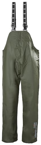 Helly-Hansen Workwear Mandal Waterproof Bib Overalls for Men Made of Durable PVC-Coated Polyester, Breathable and Adjustable, Army Green - L