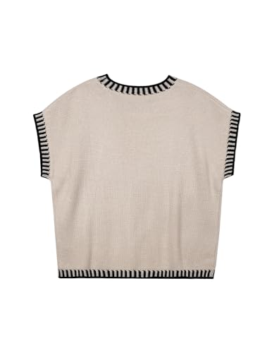 Image of Libsorge Women's Oversized Cute Sweater Vest Spring 2026 Lightweight Top Cap Sleeve Crewneck Sweaters Vests