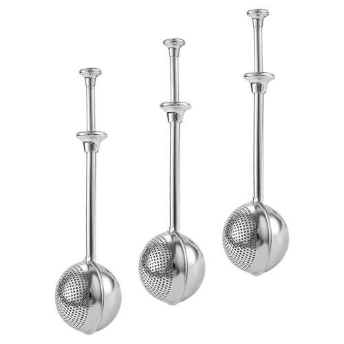 SEWACC Juego de 3 Tamices de Harina de Acero Inoxidable Espolvoreadores de Azúcar Glas y Especias Malla Fina Dispensadores Manuales para Repostería Cocina y Té Fácil Limpieza Tamaño