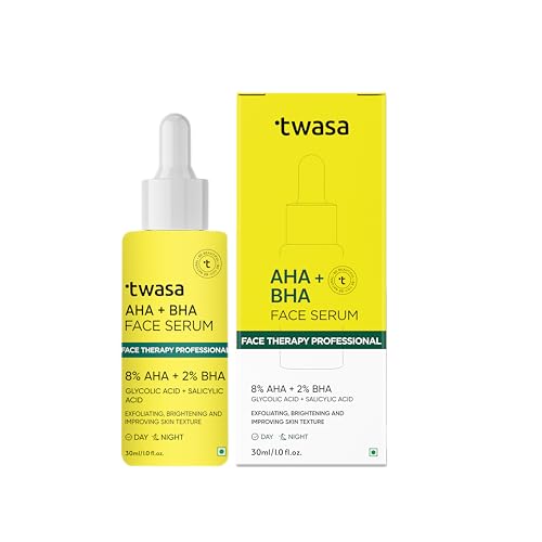 Image of Twasa 8% AHA + 2% BHA Exfoliating Face Serum For Reduces Excess Oil, Fights Acne | Skin Renewal, Improved Skin Texture, Brightening & Even Skin Tone, Men & Women | 30ml