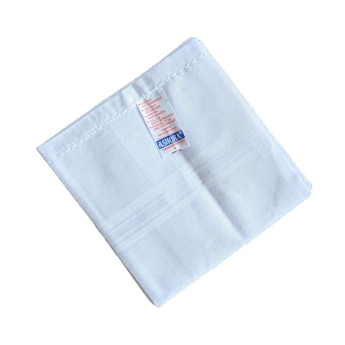 Image of Ashoka Cotton Casual Style Handkerchief For Men - Pack Of 12 (White Plain)