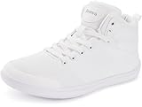 Joomra Wide High Top Shoes for Women Size 9W 9 Winter Barefoot Toe Box Width Zero Drop Minimalist Minimus Walking Fashion Tennis Sneakers White 40