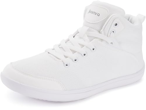 Joomra Wide High Top Shoes for Women Size 9W 9 Winter Barefoot Toe Box Width Zero Drop Minimalist Minimus Walking Fashion Tennis Sneakers White 40