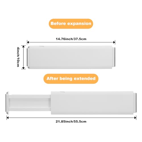 5 Pack Drawer Dividers, 4 Inch High Adjustable Dresser Drawer Organizers, Expandable from 14.8-22 inch Separators for Clothes, Kitchen, Office, Bathroom Organization, White - Image 3