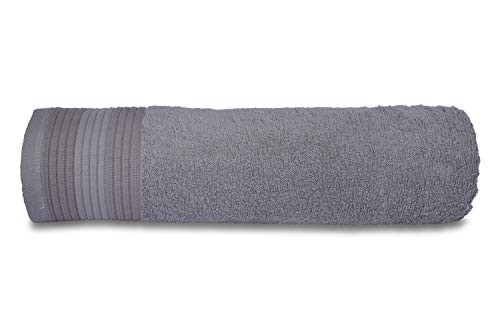 Image of Casa Copenhagen, Super Soft Pleats Collection 2 Pieces 100% Cotton Large Bath Towel (Size : 75 x 150 cm) - Grey & Honey Suckle