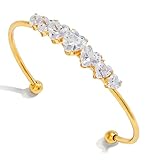 Zxfdsfdbnm Moda ajustable de acero inoxidable y circonitas, elegante joyería para mujer, elegante circonita cúbica, talla única, como se describe