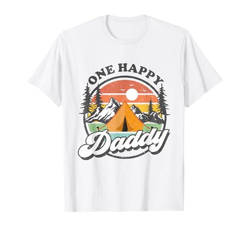 Viaje de campamento de 1er cumpleaños con texto en inglés "One Happy Daddy" Camiseta