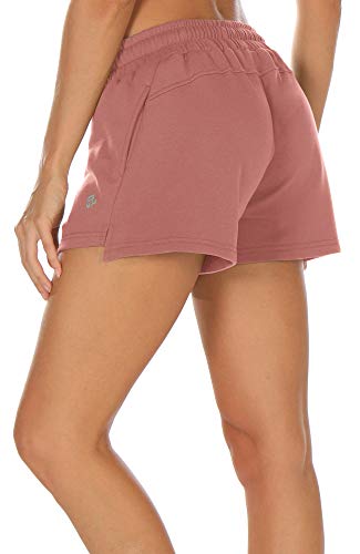 Melpoint Workout Shorts for Women - Athletic Lounge Gym Running Hiking Jogging Sport Sweatpant Shorts with Pockets (Dusty Pink, M)