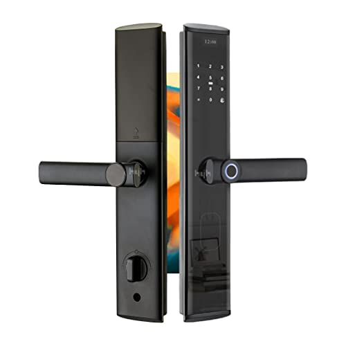 hyh Fingerprint Electronic Mortise Smart Door Lock with Keypad-Bluetooth Keyless Entry Keypad Smart Deadbolt App Control, Ekeys Sharing, App Monitoring Auto Lock for Homes and Hotel
