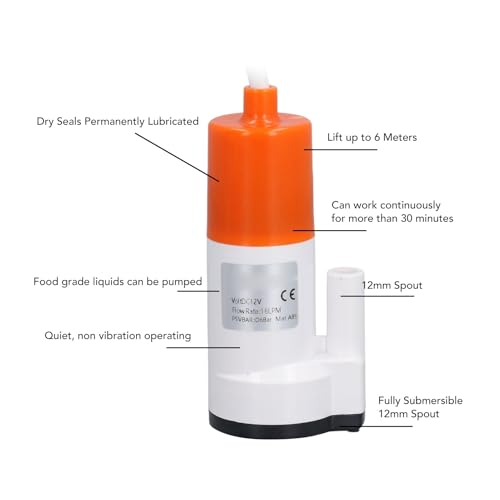 Bomba de presión de agua 12V 16 LPM portátil sumergible de diafragma para camping 4