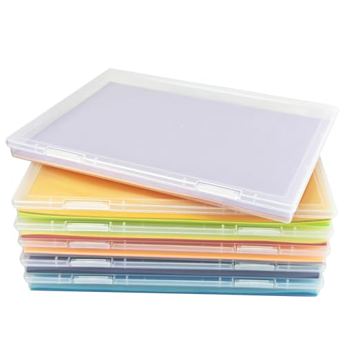 Daxilonyz 6 Pack 8x10 Photo Storage Boxes, Clear Plastic Organizer Bins for Scrapbook Paper, Crafts, Cards, and Photos (6)