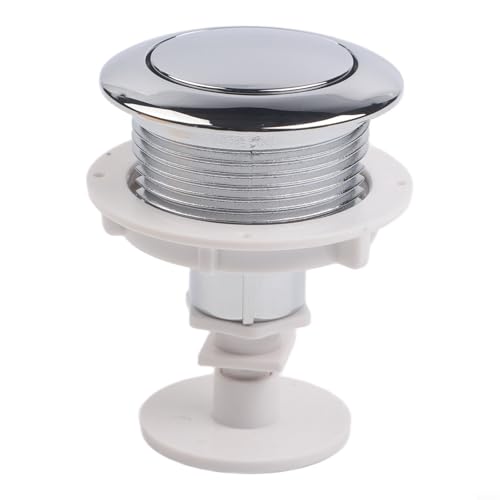 Botón de descarga de inodoro, para tanque de un solo botón, opciones de soporte de 55 mm, diseño ABS, ajuste de repuesto de botón de cisterna de doble descarga (plateado)
