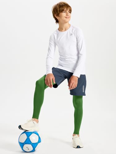Image of DEVOROPA Boys Leggings Youth Compression Pants Sports Tights Basketball Football Baseball Soccer Baselayer Slim /Regular /Husky