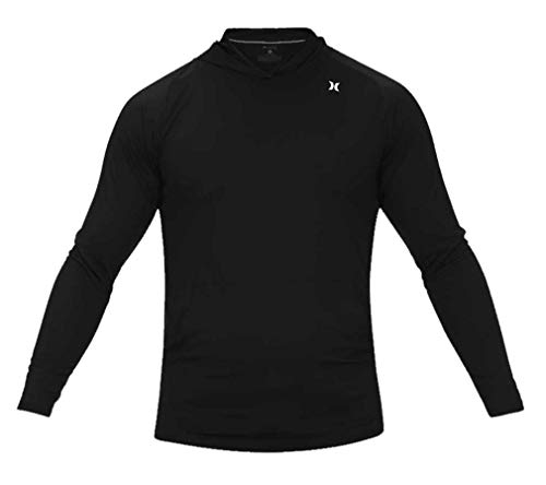 Hurley Men's Nike Dri-Fit Long Sleeve Sun Protection +50 UPF Rashguard Shirt, Black, L