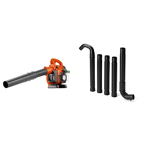 Husqvarna 952711925 125B 28cc 2-Cycle 470 CFM 170 MPH Handheld Gas Blower, Orange & Blower KIT Gutter Cleaning, Black