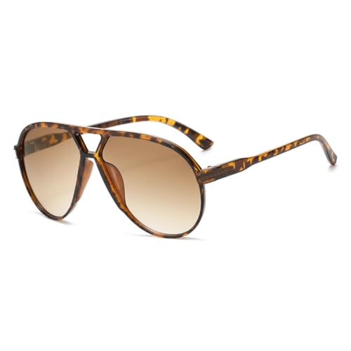 Lunettes de soleil vintage UV400 surdimensionnées pour femme avec verres léopard marron protecteurs