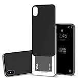 DesignSkin iPhone Xs MAX Sliding Card Holder Case, Extreme Heavy Duty Triple Layer Bumper Protection Wallet Cover with Storage Slot Slider for Apple iPhoneXS MAX - Black Titanium