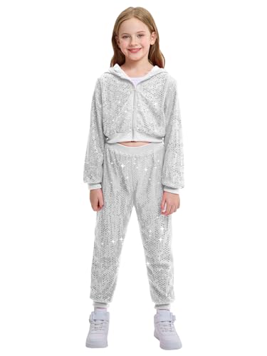 Traje de baile calle niños conjunto hip hop ropa de danza moderna con lentejuelas