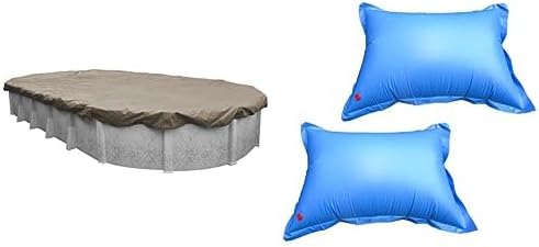 Pool Mate 571221-4 Winter Pool Cover with Pillows, Extra Heavy-Duty Sandstone, 12 x 21 ft Above Ground Pools