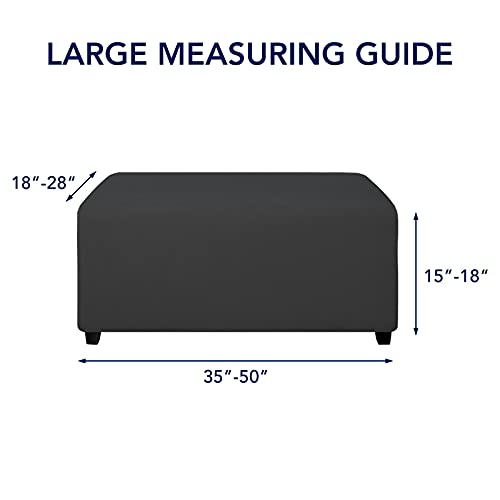 Image of PureFit Stretch Rectangle Ottoman Cover Footstool Cover, Dark Gray