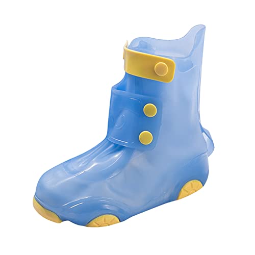 sfdgfhyf Toddler Round Toe Boots Children Cute Cartoon Fashion Waterproof Non Slip Rain Boots Shoe Cover (Blue, 9 Years Big Kids)