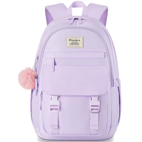 Image of WINDARS School Backpack for Teen Girls, Cute College Backpacks for Women Students Aesthetic Bookbag Large 15.6 Inch Laptop Bag Middle School Travel Back Pack (Purple)