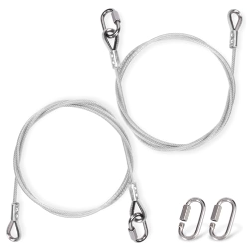 Atesilor NEW Upgraded Lift Cable Compatible with Gorilla Lift 2Pcs Nylon Coated Stainless Cables+4Pcs Quick Links Trailer Gate Assist for Open Utility Trailer Tailgate Ramp Lift Assist Kit