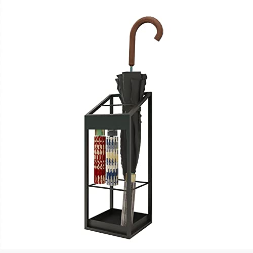 Porte-parapluie support carré en métal noir moderne compact
