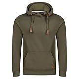 riverso Herren Kapuzenpullover RIVNiklas Pullover Sweatshirt Hoodie Kapuze Kängurutaschen Cross-Over-Kragen Regular Einfarbig Baumwolle Grün 4XL (4XL, Ivy Green (BJD))