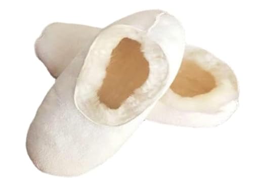 Genuine Sheepskin Women Slippers, 100% Shearling Soft Bottom Socks for Women Indoor Warm Fuzzy Wool Slippers