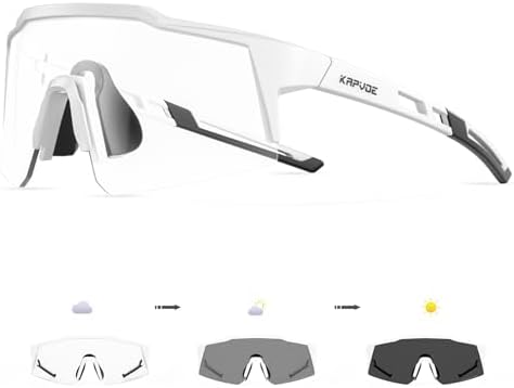 KAPVOE Photochromic Cycling Glasses Men Women Boys Girls Sunglasses MTB Mountain Bike Clear Youth Riding