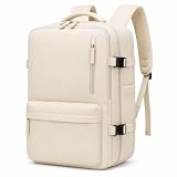 Mochila de Viagem Expansível 40L Impermeável para Notebook Mochila Executiva Grande Premium com USB, Ideal para Trabalho, Faculdade e Cabine de Avião Masculina e Feminina (BEGE)