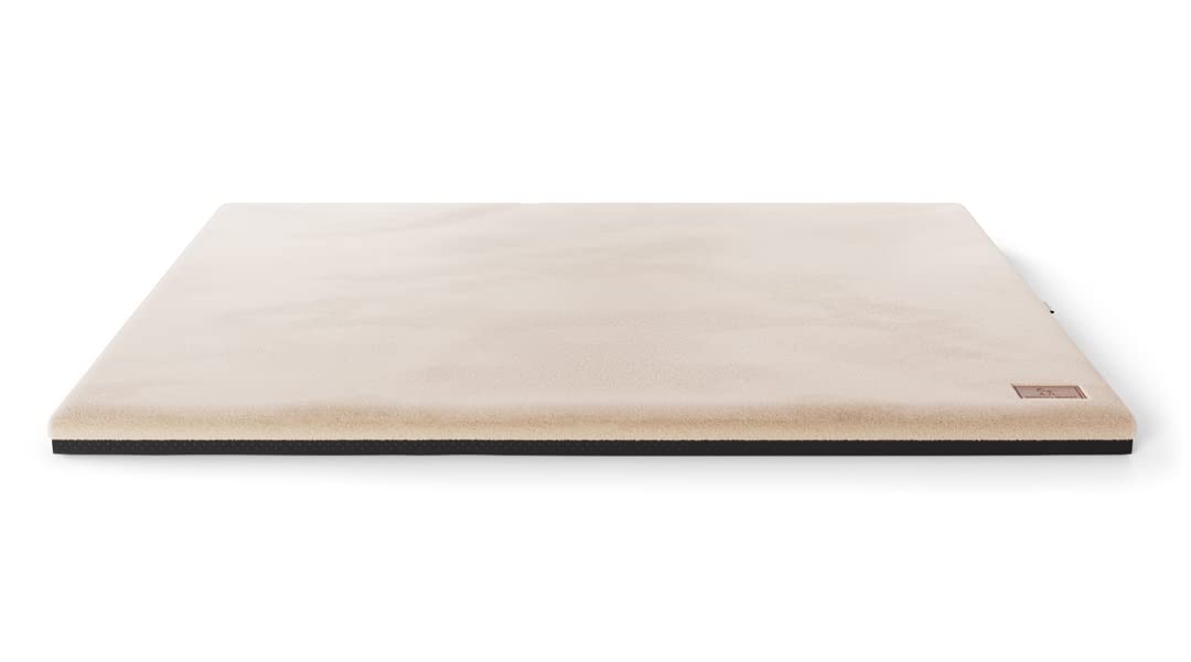 Knuffelwuff Orthopädische kuschelige Hundematte Berrith aus weichem Kaninchenfell-Imitat 120x85cm Beige - Hundekissen für große, mittelgroße und kleine Hunde - Für Zuhause, Auto, Wohnmobil, Wohnwagen