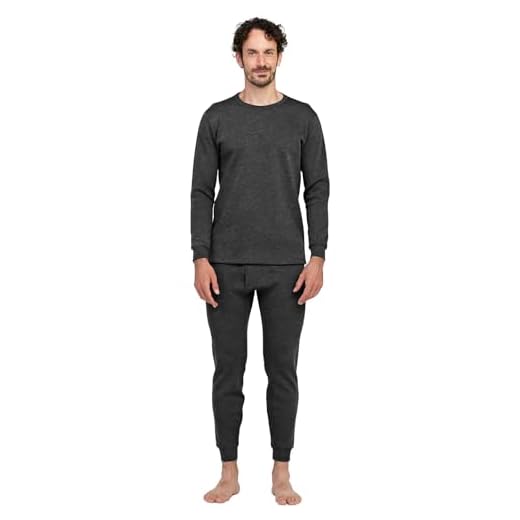 LAPASA Men's Heavyweight Thermal Underwear Set, Cold Weather Base Layer Fleece Lined Long Johns M63 (Large, Dark Grey)
